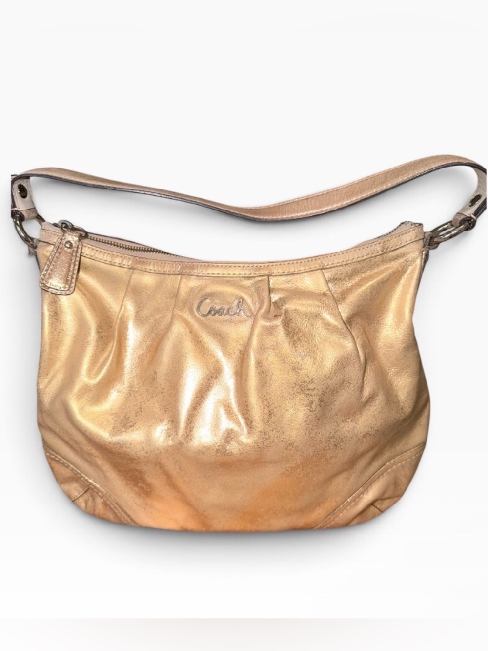 Coach Champagne Gold Leather Hobo Bag